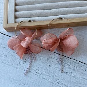 Express Pink Floral & Bead Hoop Earrings